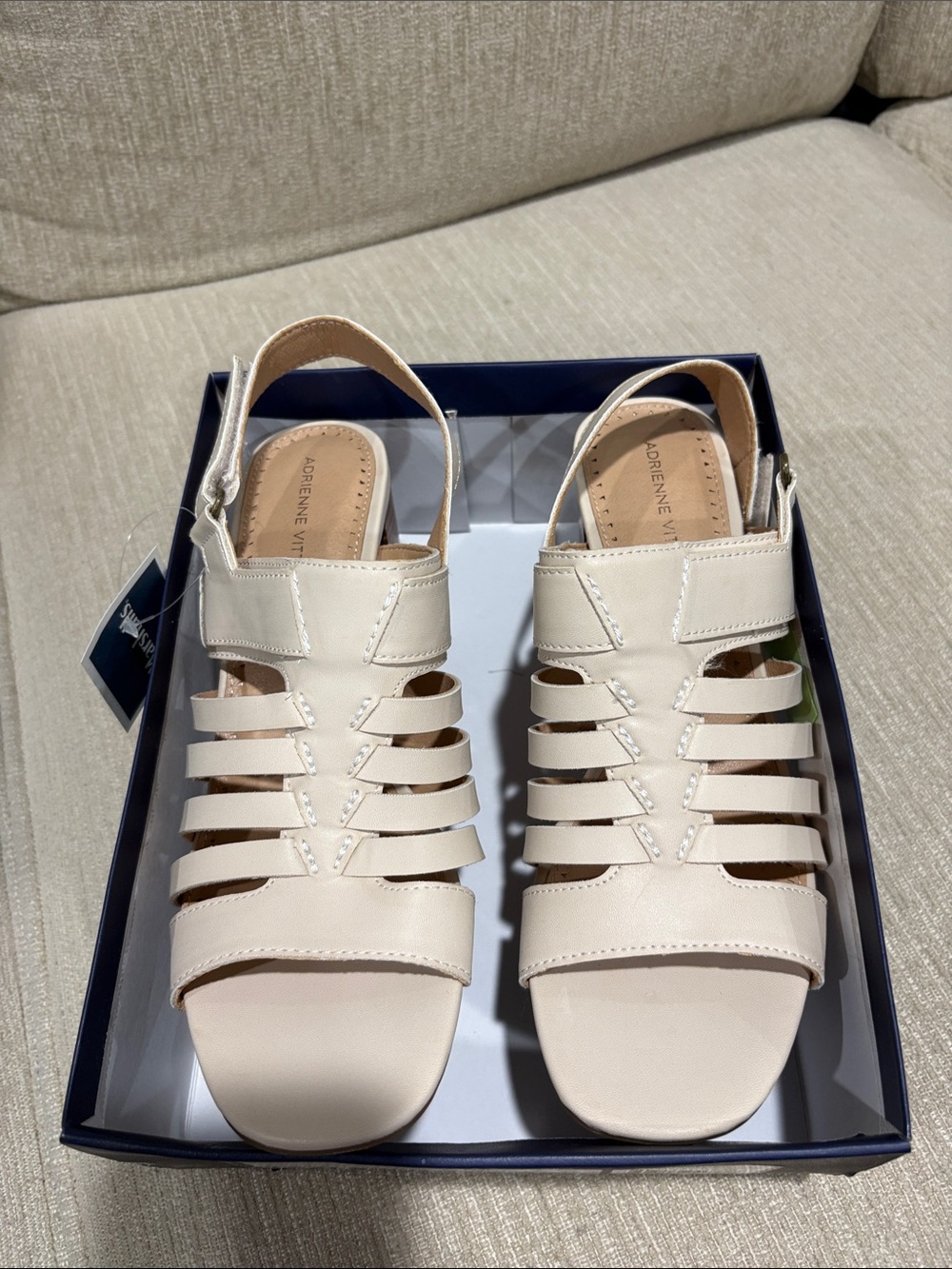Adrienne Vittadini Light Cream Multi-Strap Slingback Sandals